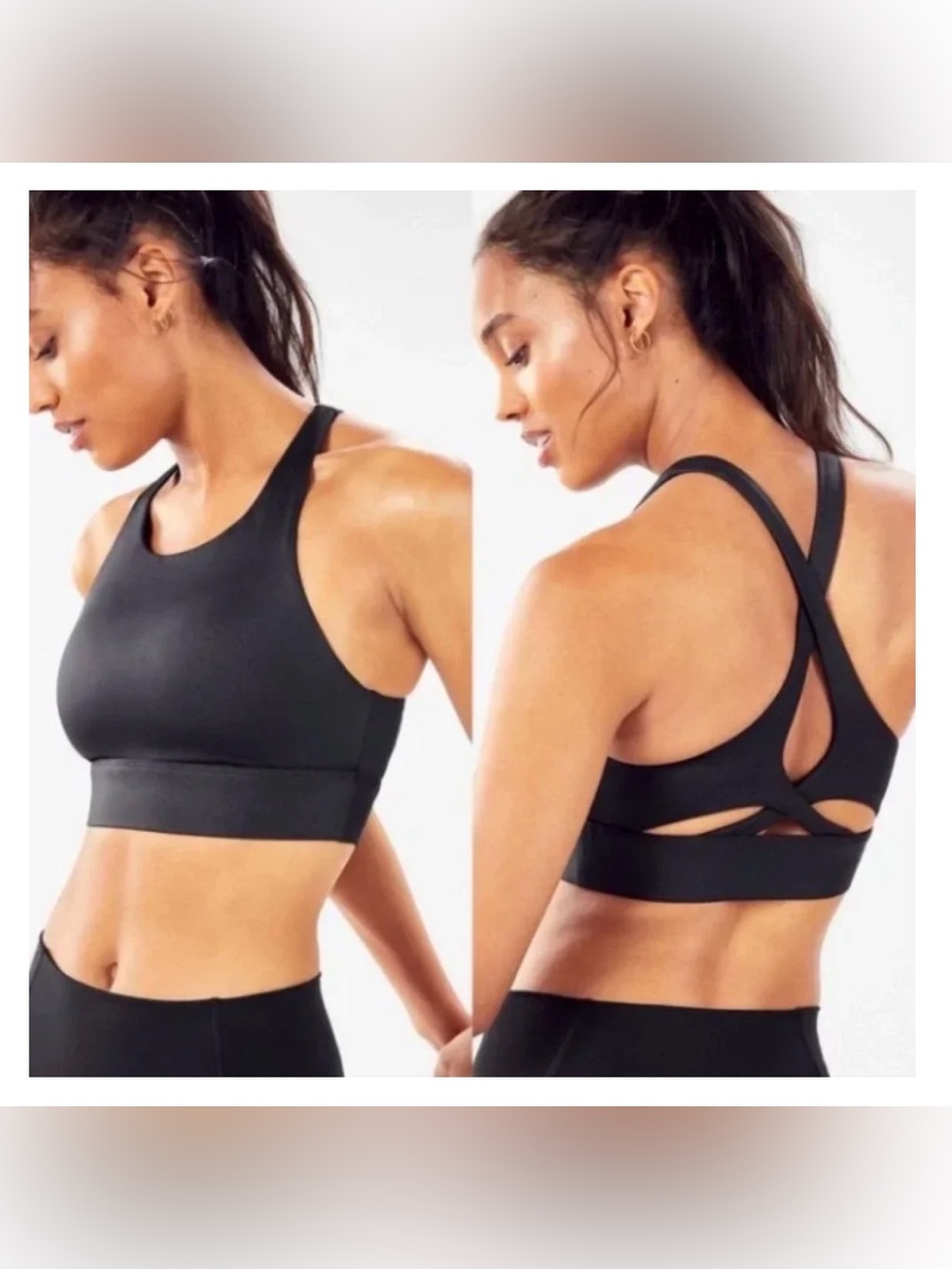 NWT Fabletics Ella Shine high support Black Cross-Back Sports Bra size XL